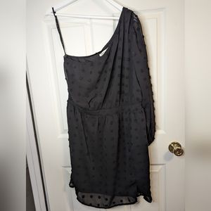 A beautiful soul black Dress one shoulder Swiss dot  size X
